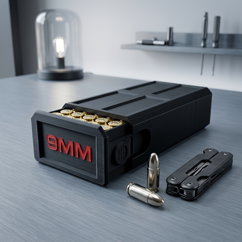 3D Printing Gif - 3D Printed 9mm Ammo Box, 50-Round