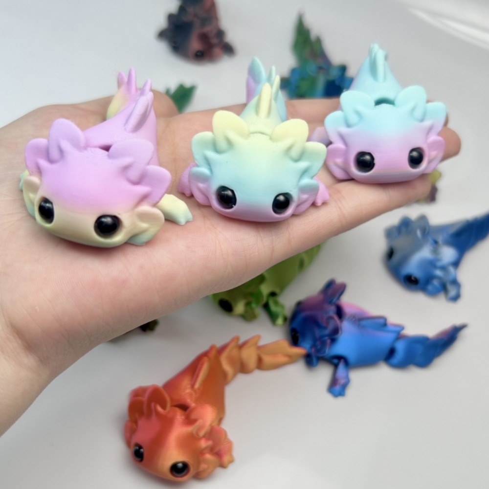 3D Printing Gif - 3D Printed Salamander Figures Toys Multi-Joint